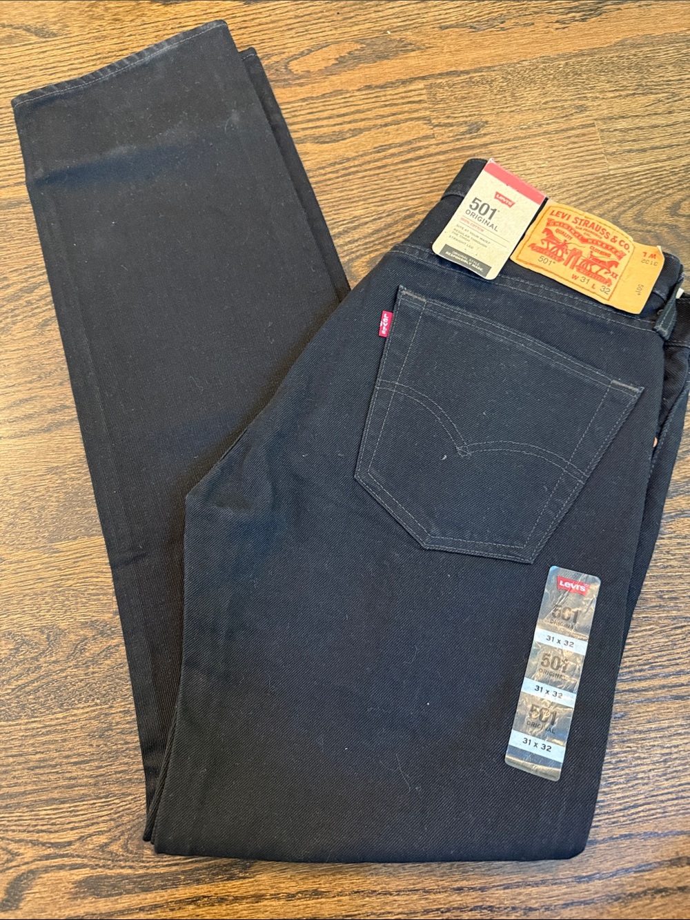 Levi's Black Straight-Leg men’s 501 31x32 black denim Jeans